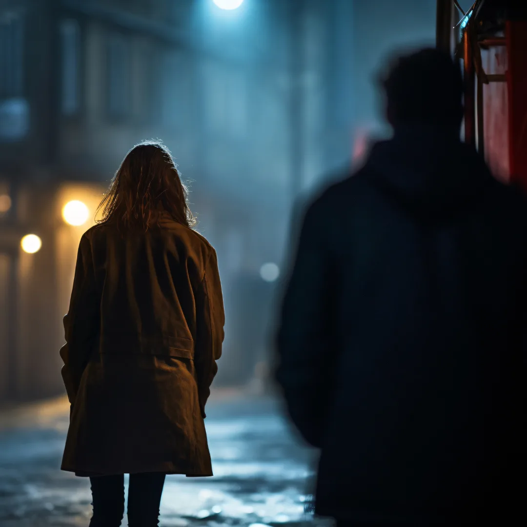 Person walking alone at night, illustrating the importance of personal safety awareness