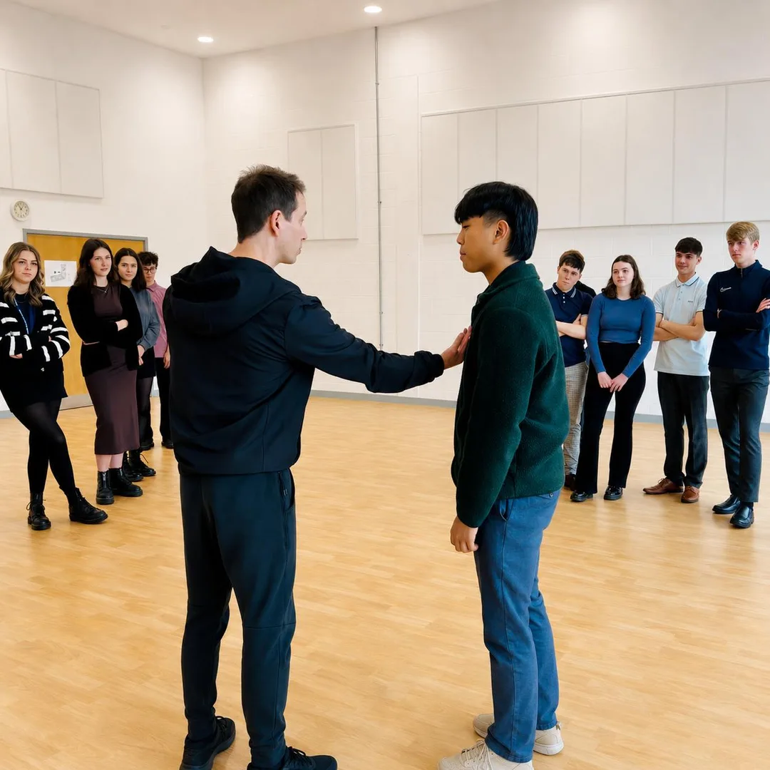 Students from college practising practical personal safety skills during an Everyday Safe workshop